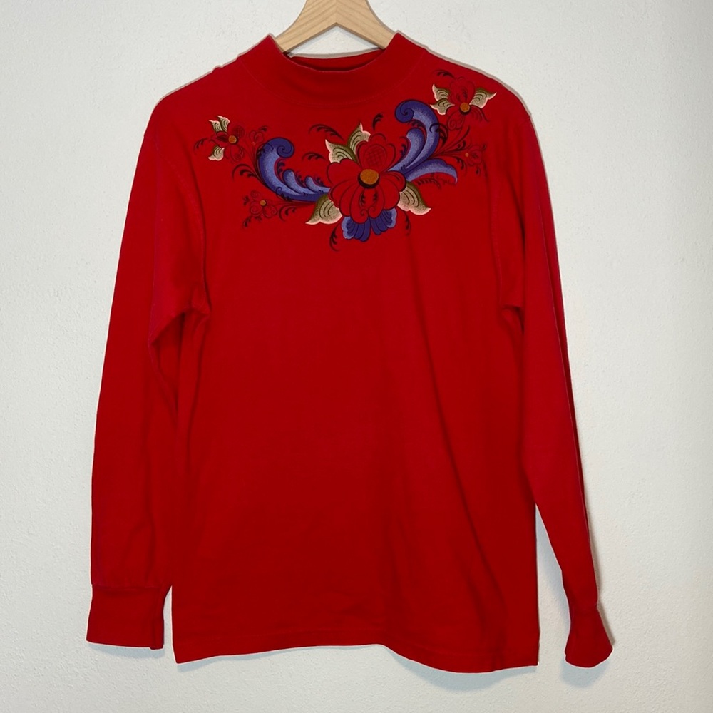 Vintage Fruit of the Loom Super Cotton Swedish Floral Graphic Print Size Medium